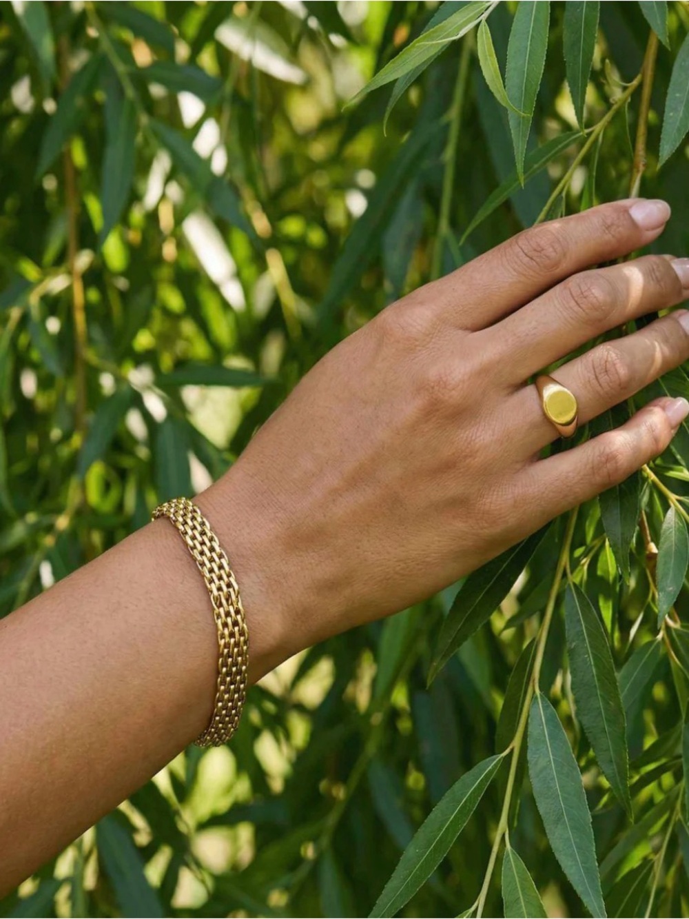 Stainless Steel Gold Plated Chain Bracelet 18K Look Waterproof - Picture 10 of 10